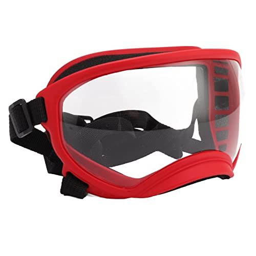 POENVFPO Große Hundebrille, Winddichte, Staubdichte, Verstellbare, Robuste Sonnenbrille, für Große Hunderassen (Roter Rahmen) von POENVFPO