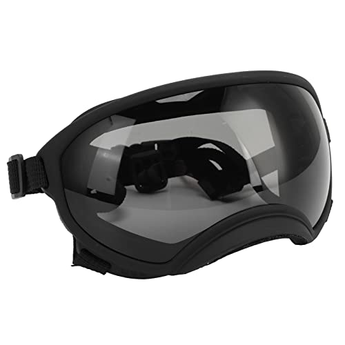 POENVFPO Große Hundebrille, Winddichte, Staubdichte, Verstellbare, Robuste Sonnenbrille, für Große Hunderassen (Schwarzer Rahmen, graue Linse) von POENVFPO