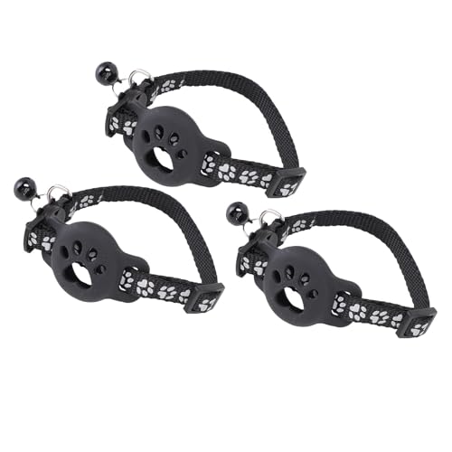 POENVFPO Reflektierender Katzenkragen mit Glocke, Einstellbare Anti -Lost -Kätzchen -Kragenhalter 3PCS -Set für die Nachtsichtbarkeit (Black) von POENVFPO