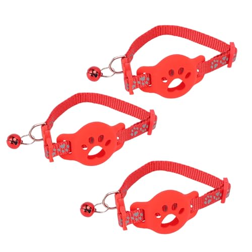 POENVFPO Reflektierender Katzenkragen mit Glocke, Einstellbare Anti -Lost -Kätzchen -Kragenhalter 3PCS -Set für die Nachtsichtbarkeit (Rot) von POENVFPO