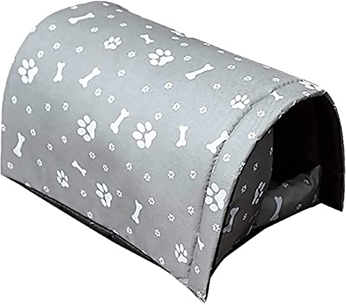 Katzenhaus Outdoor Winterfest, Winter Warm Katzenhaus, Wasserdichtes Hundehaus Haustierkäfig, Haustierhaus Im Freien, Verdicktes Faltbares Katzenzelt (Color : Grau, Size : M:42x31x28cm) von POFH