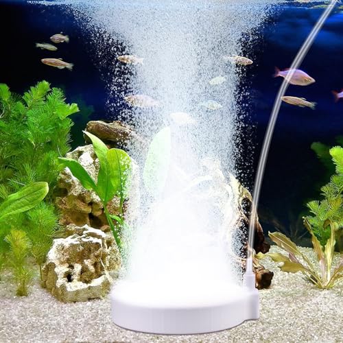 POFIBO Aquarium Luftstein, 100mm Nano Sprudelstein für Aquarium, Geräuschloser Nano-Blasen Diffusor Aquarium Sauerstoffstein mit Zubehör und Steuerventil, Ideal für Aquarium und Teich von POFIBO