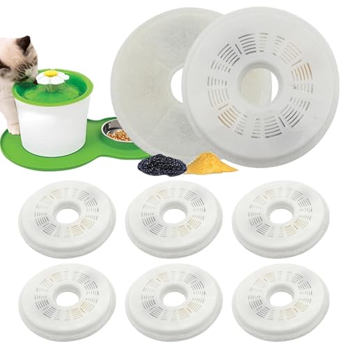 Katzenbrunnen Filter, 8 Stück Filter für Katzenbrunnen, Filter Trinkbrunnen Katzen für Katzen Hunde, Kompatibel mit 3L Blume Haustier Trinkbrunnen(Color:Weiß) von POHOVE