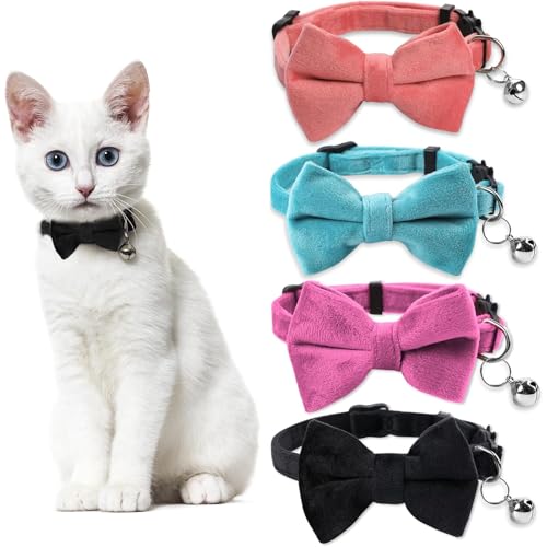 Katzenhalsbänder mit Glöckchen, Katzenfliege, verstellbare Kätzchenhalsbänder und abnehmbare Fliege für Kätzchen, Katzen, Welpen, kleine Haustiere für Hochzeit, Geburtstag, Party, Schwarz, Lila, Blau, Katzenhalsbänder mit Glöckchen, Katzenfliege, verstellbare Kätzchenhalsbänder und abnehmbare Fliege für Kätzchen, Katzen, Welpen, kleine Haustiere für Hochzeit, Geburtstag, Party, Schwarz, Lila, Blau, von POHOVE