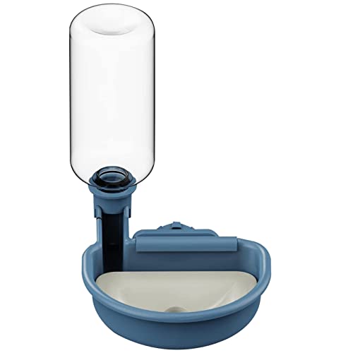 POHOVE Automatischer Haustier-Wasserspender, Anti-Überlauf-Wasserspender für Kiste, 0,48 l Käfig-Wasserflaschen für Kaninchen, Hunde, Frettchen, Katzen und andere Kleintiere, transparenter Tank (blau) von POHOVE
