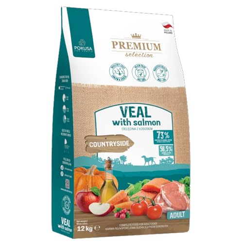 Pokusa Premium Selection - Kalb mit Lachs - getreidefreies Trockenfutter für ausgewachsene Hunde - 12 Kg von POKUSA