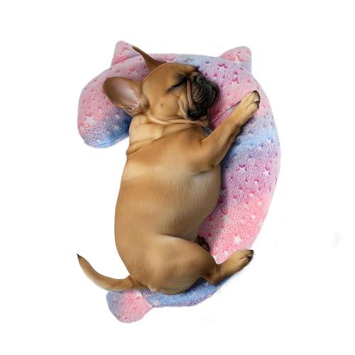 POMESEA Beruhigungskissen für Hunde, im Dunkeln leuchtendes Kopfkissen, weiches Fragezeichen-Kissen für Hunde, Kinder und Erwachsene, waschbares Hundebett-Kissen (Rosa, Größe M) von POMESEA