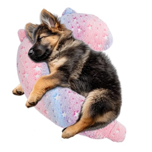 POMESEA Hundekissen, Superweicher Beruhigungskissen mit Hochdichter Baumwolle für Kopf, Nacken- und Rückenstütze - Maschinenwaschbar, Gemütliches Hunde-Spielzeug, Leuchtet im Dunkeln (L Rosa) von POMESEA
