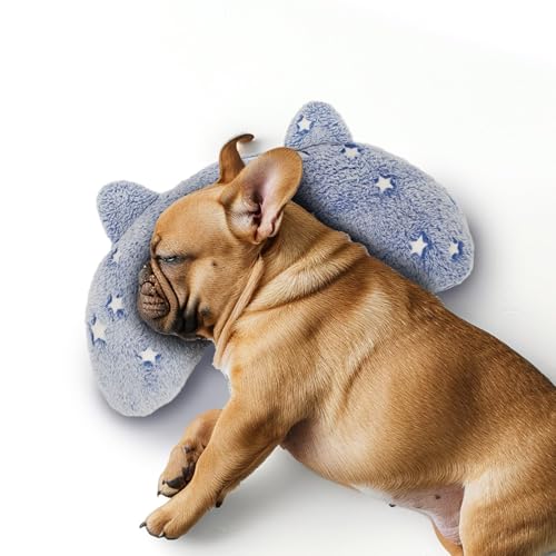 POMESEA Hundekissen für große Hunde, im Dunkeln leuchtendes weiches Nackenkissen, U-förmiges Kissen für Katzen und Hunde (Größe M, Leuchtend Blau) von POMESEA