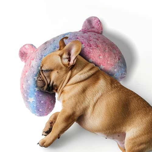 POMESEA Hundekissen für mittelgroße Hunde, leuchtet im Dunkeln, weiches Hunde-Nackenkissen, U-förmiges Kissen für Katze und Hund, maschinenwaschbar Hundespielzeug & Hundegeburtstagsgeschenk (leuchtet von POMESEA