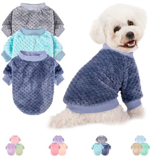 Hundepullover, 2 oder 3 Stück, Hundepullover für kleine, mittelgroße Hunde oder Katzen, warme, weiche Flanell-Haustierkleidung für Hunde, Mädchen oder Jungen, Hundehemd, Mantel, Jacke (XS, Grau, von POMIU