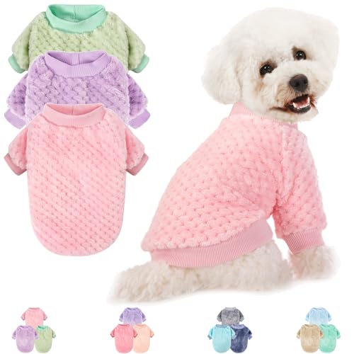 Hundepullover, 2 oder 3 Stück, Hundepullover für kleine, mittelgroße Hunde oder Katzen, warme, weiche Flanell-Haustierkleidung für Hunde, Mädchen oder Jungen, Hundehemd, Mantel, Jacke (XXS, Hundepullover, 2 oder 3 Stück, Hundepullover für kleine, mittelgroße Hunde oder Katzen, warme, weiche Flanell-Haustierkleidung für Hunde, Mädchen oder Jungen, Hundehemd, Mantel, Jacke (XXS, von POMIU