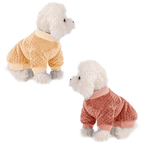 Hundepullover, 2er oder 3er Pack Hundepullover für kleine, mittelgroße Hunde oder Katzen, warme weiche Flanell-Haustierkleidung für Hunde, Mantel Jacke (XS, Grapefruit + Pfirsich) von POMIU