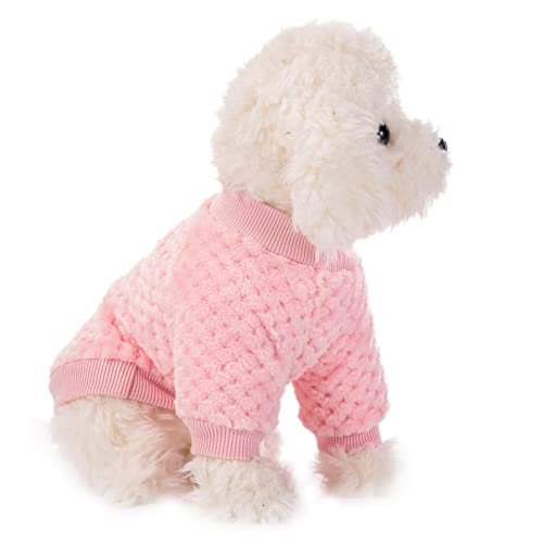 Hundepullover, 2er oder 3er Pack Hundepullover für kleine mittelgroße Hunde oder Katzen, warme weiche Flanell-Haustierkleidung für Hunde, Mädchen oder Jungen, Hundehemd Mantel Jacke (Medium, Rosa) von POMIU