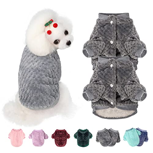 Hundepullover für kleine, mittelgroße Hunde oder Katzen, warmer, weicher Flanell-Haustiermantel für Welpen, Hunde, Mädchen oder Jungen, für kaltes Wetter, Pullover, Weihnachten (klein, grau + grau) von POMIU