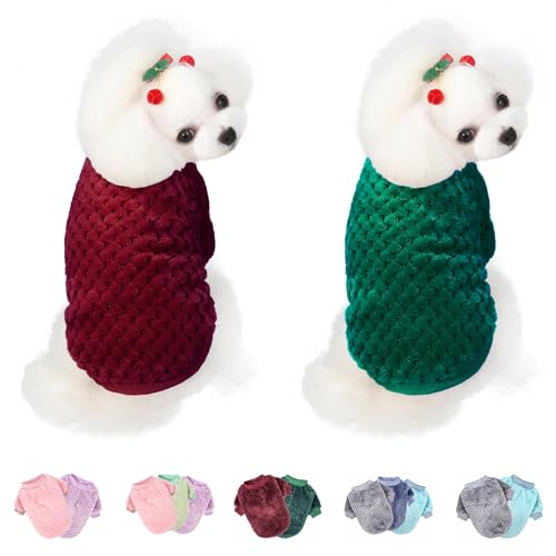 POMIU Hundepullover, Hundepullover für kleine, mittelgroße Hunde oder Katzen, warme, weiche Flanell-Haustierkleidung für Hunde, Mädchen oder Jungen, Hunde-Shirt, Mantel, Jacke (Dunkelrot + Dunkelgrün POMIU Hundepullover, Hundepullover für kleine, mittelgroße Hunde oder Katzen, warme, weiche Flanell-Haustierkleidung für Hunde, Mädchen oder Jungen, Hunde-Shirt, Mantel, Jacke (Dunkelrot + Dunkelgrün von POMIU