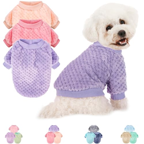 POMIU Hundepullover, Hundepullover für kleine, mittelgroße Hunde oder Katzen, warme, weiche Flanell-Haustierkleidung für Hunde, Mädchen oder Jungen, Hunde-Shirt, Mantel, Jacke (Pfirsich + Lila + Rose, POMIU Hundepullover, Hundepullover für kleine, mittelgroße Hunde oder Katzen, warme, weiche Flanell-Haustierkleidung für Hunde, Mädchen oder Jungen, Hunde-Shirt, Mantel, Jacke (Pfirsich + Lila + Rose, von POMIU