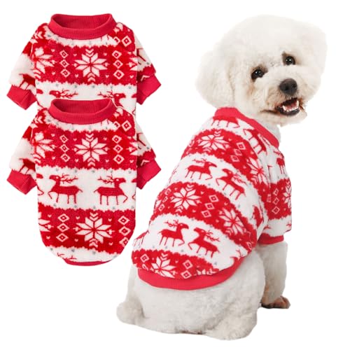 POMIU Hundepullover, Hundepullover für kleine, mittelgroße Hunde oder Katzen, warme, weiche Flanell-Haustierkleidung für Hunde, Mädchen oder Jungen, Hunde-Shirt, Mantel, Jacke (Weihnachtsrot + POMIU Hundepullover, Hundepullover für kleine, mittelgroße Hunde oder Katzen, warme, weiche Flanell-Haustierkleidung für Hunde, Mädchen oder Jungen, Hunde-Shirt, Mantel, Jacke (Weihnachtsrot + von POMIU