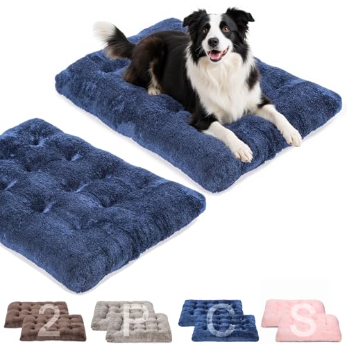 POMIU Waschbares Hundebett, Deluxe-Plüschbetten mit rutschfester, maschinenwaschbarer Hundehütte, Schlafmatte für große, mittelgroße und kleine Hunde (2 Stück x Marineblau, 88,9 x 58,4 x 7,6 cm (L x B POMIU Waschbares Hundebett, Deluxe-Plüschbetten mit rutschfester, maschinenwaschbarer Hundehütte, Schlafmatte für große, mittelgroße und kleine Hunde (2 Stück x Marineblau, 88,9 x 58,4 x 7,6 cm (L x B von POMIU