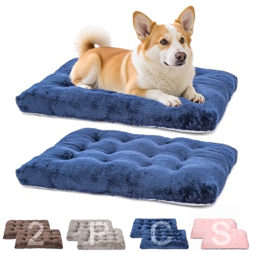 POMIU Waschbares Hundebett, Deluxe-Plüschbetten mit rutschfester, maschinenwaschbarer Hundehüttenunterlage, Schlafmatte für große, mittelgroße und kleine Hunde (2 Stück x Marineblau, 73,7 cm L x 53,3 POMIU Waschbares Hundebett, Deluxe-Plüschbetten mit rutschfester, maschinenwaschbarer Hundehüttenunterlage, Schlafmatte für große, mittelgroße und kleine Hunde (2 Stück x Marineblau, 73,7 cm L x 53,3 von POMIU