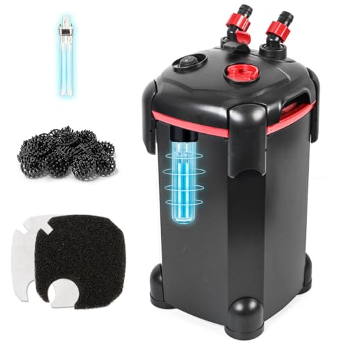 PONDFORSE Kanisterfilter, 3-stufiger externer Aquariumfilter mit 9 W UV-Sterilisator, Ultra-leise Wasserreinigungsmaschine mit kostenlosen Medien für Aquarien und Aquarien bis zu 265 GPH PONDFORSE Kanisterfilter, 3-stufiger externer Aquariumfilter mit 9 W UV-Sterilisator, Ultra-leise Wasserreinigungsmaschine mit kostenlosen Medien für Aquarien und Aquarien bis zu 265 GPH von PONDFORSE