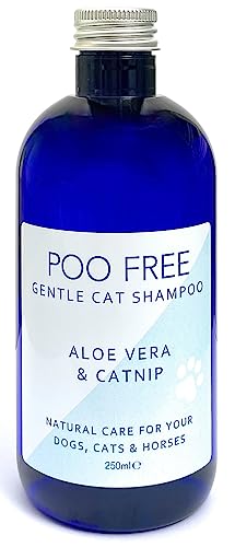 NATÜRLICHES Shampoo - FÜR Katzen - OHNE PARFÜM für EMPFINDLICHE KATZEN-250 ml-von POO FREE - Ohne Sulfat, Ohne Silikon, Ohne Parabene. Konzentriert, Beruhigt, Hydratisiert, Lindert Juckreiz. von POO FREE