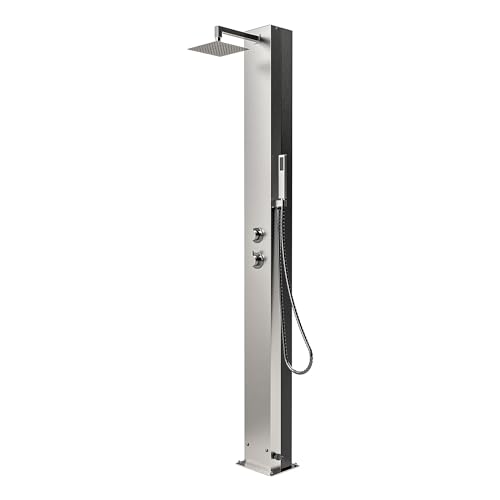 IDEAL Solardusche TRINIDAD mit Edelstahlfront Edelstahl V2A poliert | Aluminium Wassertank 25 l | Kopf und Handduschfunktion | Unterseitiger Anschluss für Gardena- oder Flexschlauch 1,5 Zoll IDEAL Solardusche TRINIDAD mit Edelstahlfront Edelstahl V2A poliert | Aluminium Wassertank 25 l | Kopf und Handduschfunktion | Unterseitiger Anschluss für Gardena- oder Flexschlauch 1,5 Zoll von POOL Total