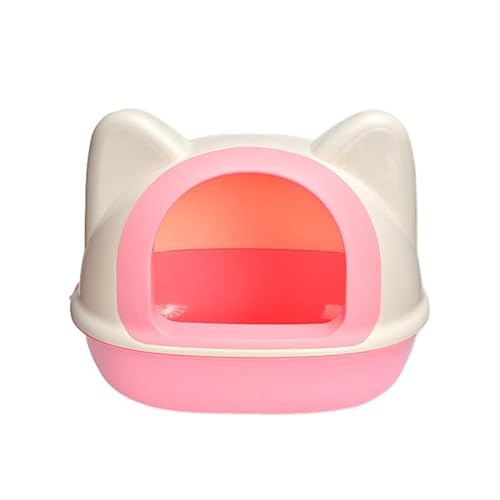 Halbgeschlossene Katzentoilette, Herausnehmbare Katzentoilette für Katzen mit Streuschaufel, Spritzwassergeschützte Katzentoilette, für 6–10 Kg Schwere Katzen (Color : Pink, Size : 52 * 36 * 41cm) von POOLPO
