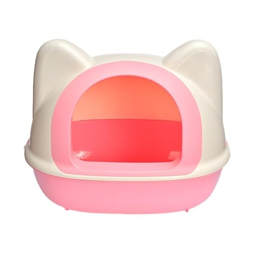 Halbgeschlossene Katzentoilette, Herausnehmbare Katzentoilette für Katzen mit Streuschaufel, Spritzwassergeschützte Katzentoilette, für 6–10 Kg Schwere Katzen (Color : Pink, Size : 59 * 42 * 47cm) von POOLPO