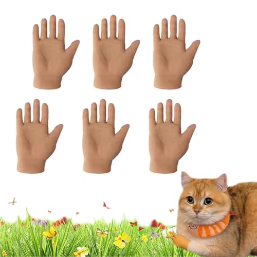 Mini-Hände für Katzen,kleine Hände für Katzen gekreuzt, dehnbare TPR-Hände Katzenspielzeug,Mini-Menschenhände für Katzen,kleine gefaltete Hände Katzenpfoten,kleine kleine Hände weich Katzenmassage ( C von POOLPO