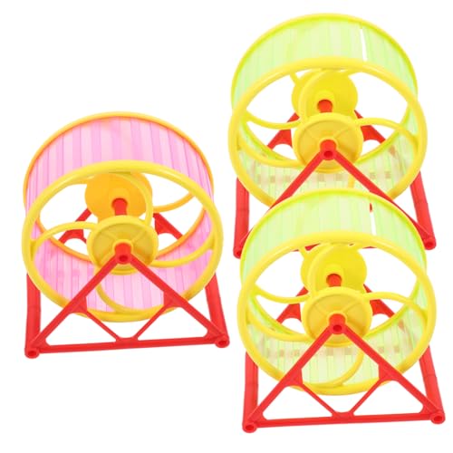 POPETPOP Hamster Laufrad Spielzeug 3 Stück Kreatives Hamster Sportspielzeug Stummes Haustier Laufrad Für Chinchillas Lebensmittelechtes Material Farbvariationen von POPETPOP