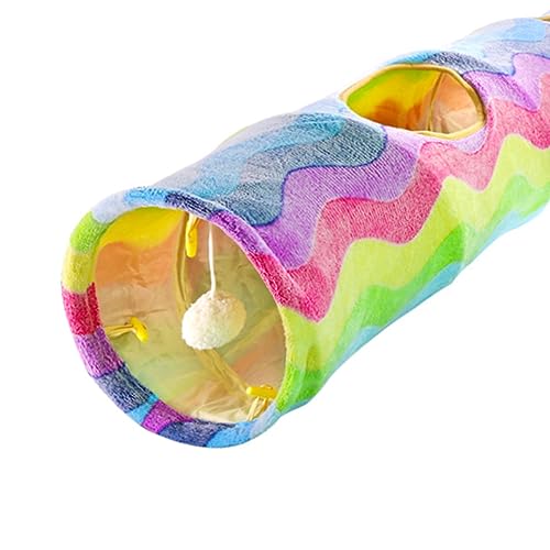 POPETPOP Regenbogenfarbenes Katzentunnelspielzeug Interaktives Katzenspielzeug Für Den Innenbereich Mit Soundpapier-Kratz von POPETPOP