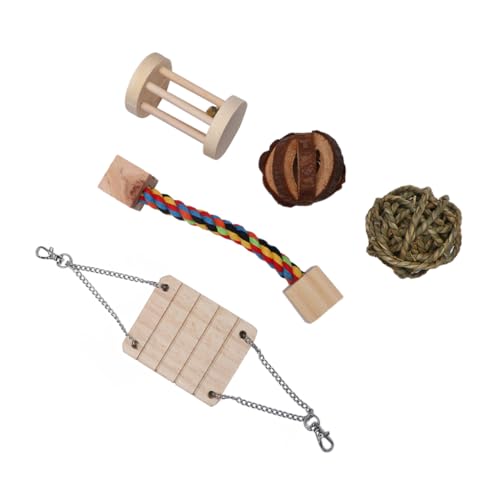 POPETPOP 1 Satz 5 Stück Hamster -Set Röhren klein Hamster-Plüschtier Backenzahn Kauer nager Hamster Set Heimspielzeug für Hamster Haustier spielt Bälle Bambus von POPETPOP