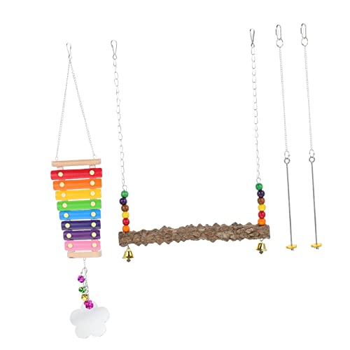 POPETPOP Vogel Schaukel Spielzeug Set Papagei Kauen Spielzeug Holz Vogel Spielzeug Für Papageien Aras Finken POPETPOP Vogel Schaukel Spielzeug Set Papagei Kauen Spielzeug Holz Vogel Spielzeug Für Papageien Aras Finken von POPETPOP