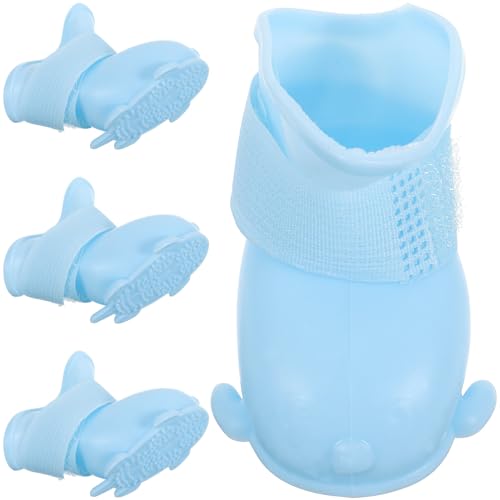 POPETPOP 1 Satz Regenstiefel Für Haustiere Pfotenschutz Für Welpen Hundepuzzle Fußschutz Für Hunde Wasserstation Für Haustiere Hundestiefel Hundeschuhe Zum Wandern Regenmantel Sky-Blue TPE von POPETPOP