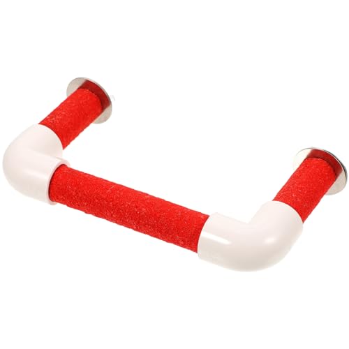 POPETPOP Papagei Barsch Plattform Stehen U-typ Barsch Spielzeug Vogel Dusche Barsch Rot 14cm Vogel Käfig Ständer Zubehör von POPETPOP