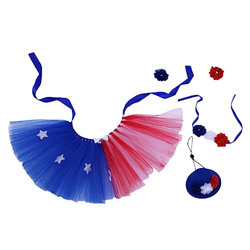 POPETPOP 1 Set Haustierkostüm mit amerikanischer Flagge, Tutu, Rock, Hut, Halstuch, Armband für Unabhängigkeitstag, Partys, einfach zu tragen, niedliches Outfit für Hunde POPETPOP 1 Set Haustierkostüm mit amerikanischer Flagge, Tutu, Rock, Hut, Halstuch, Armband für Unabhängigkeitstag, Partys, einfach zu tragen, niedliches Outfit für Hunde von POPETPOP