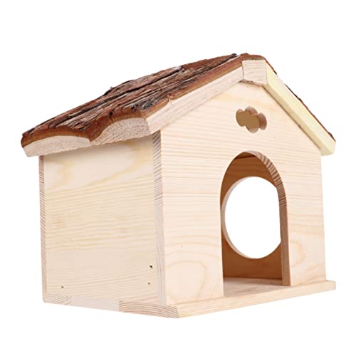 POPETPOP 1 Stück Holzhausspielzeug nagerhaus kleintierhaus Chinchillahaus holzhäuser meerschweinchen kabine Chinchillas Bett Hütte kleines Haustierversteck Eichhörnchenheim hölzern Brown von POPETPOP