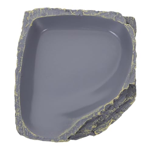 POPETPOP 1 Stück Rock Food Pot Reptilien Wasser Lebensraumzubehör Futtervorsprung Gecko füttern Essen Gecko Water Bowl Eidechsen-Trinkbecken Futterschale für Eidechsen Turtle Feeder Grey von POPETPOP