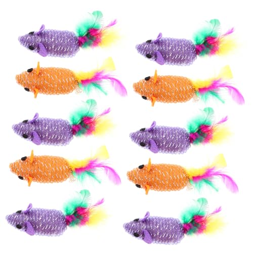 POPETPOP Interaktives Katzenspielzeug 10er-Pack Lebensechte Mäuse Mit Quietschenden Schwänzen Spaß Für Ihre Katze Zufällige Farbe von POPETPOP