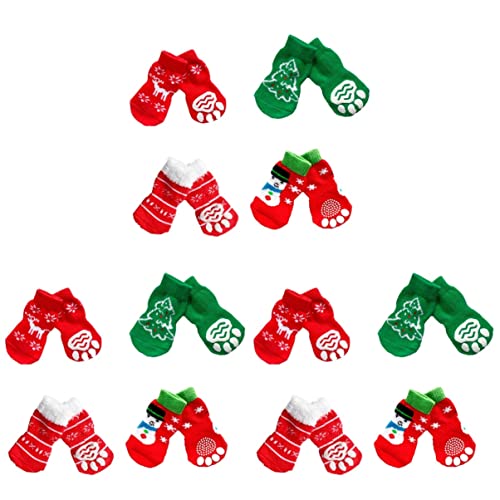 POPETPOP 12 Paare Weihnachtssocken Für Welpen Weihnachtshundesocken Hundepfotenschutz Wintersocken Für Hunde Pfotenschutz Für Haustiere Im Innenbereich Chihuahua-socken Kleidung rutschfest von POPETPOP