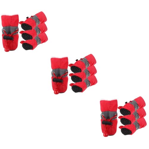 POPETPOP 12stücke Hundeschuhe rutschfeste Winterstiefel Für Hunde Antirutsch-pfotenschutz Für Drinnen Und Draußen Leicht Zu Reinigen Rotem Fleece Für Kleine Und Mittelgroße Hunde POPETPOP 12stücke Hundeschuhe rutschfeste Winterstiefel Für Hunde Antirutsch-pfotenschutz Für Drinnen Und Draußen Leicht Zu Reinigen Rotem Fleece Für Kleine Und Mittelgroße Hunde von POPETPOP