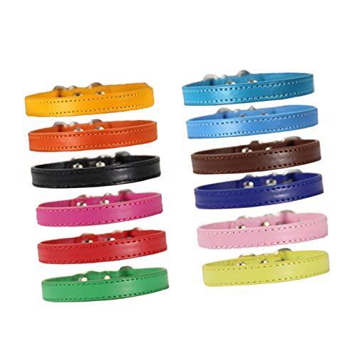 POPETPOP 12 Stücke Hundehalsband Flache Seil Pu Material Haustierbedarf Mode Hals Für Hund Katze Zufällige Farbe von POPETPOP