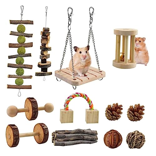 POPETPOP 12st Hamster Kaninchen Hundepuzzle Bausatz Hamsterkäfig Mit Rohren Hunde-leckerli Heu Rennmäuse Hundespielzeug Frettchenkäfig Bauernspielzeug Flaum Hölzern von POPETPOP