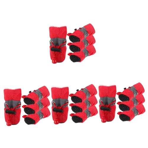 POPETPOP 16 STK rutschfeste Schuhe für Haustiere Krallen praktische Hundeschuhe Hundestiefel für draußen Schutz Haustierschuhe Regenstiefel der Hund Pfote Stoff rot von POPETPOP