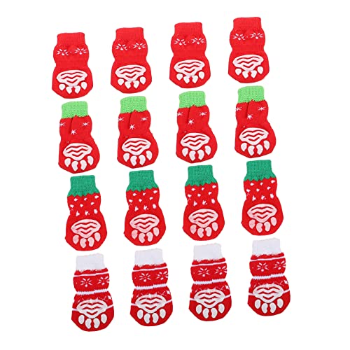 POPETPOP 16st Haustier Socken Verstellbare Hundestiefel Pfotensocken Vet Wrap Für Hunde Weihnachtshaustiersocke Wintersocken Für Hunde Warmer Pfotenschutz Für Haustiere Schuhe Baumwollfaden von POPETPOP