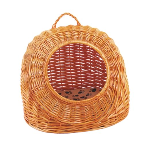 POPETPOP 1Satz Katzenhaus aus Rattan Gemütliches Katzenbett mit Weichem Zufällig Gefärbtem für Kleine Haustiere Platzsparendes Design für Drinnen für Katzen und Kleine von POPETPOP