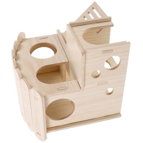 POPETPOP Kiefernholz-Haustier-hamsterhaus Dachboden Kreisförmiges Lochfenster Hamsterhütte Für Haustiere POPETPOP Kiefernholz-Haustier-hamsterhaus Dachboden Kreisförmiges Lochfenster Hamsterhütte Für Haustiere von POPETPOP