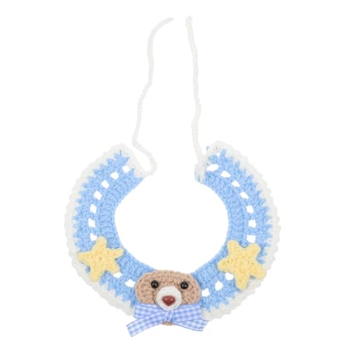 POPETPOP 1Stk Katze gestrickter Kragen Wurfhalsbänder Katzenrad Glocke Kragen Kragen katzenhalsbänder Halsschmuck für Haustiere Katze Krawatten Polyester Blue von POPETPOP