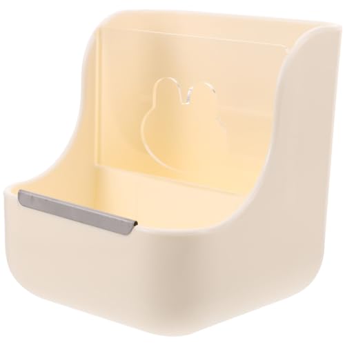 POPETPOP 2-In-1 Futter-Heu-Futternapf Kaninchen-Futternapf Hase Meerschweinchen-Heu-Futternapf Kunststoff-Futternapf Für Haustier-Kaninchen Chinchilla Beige von POPETPOP